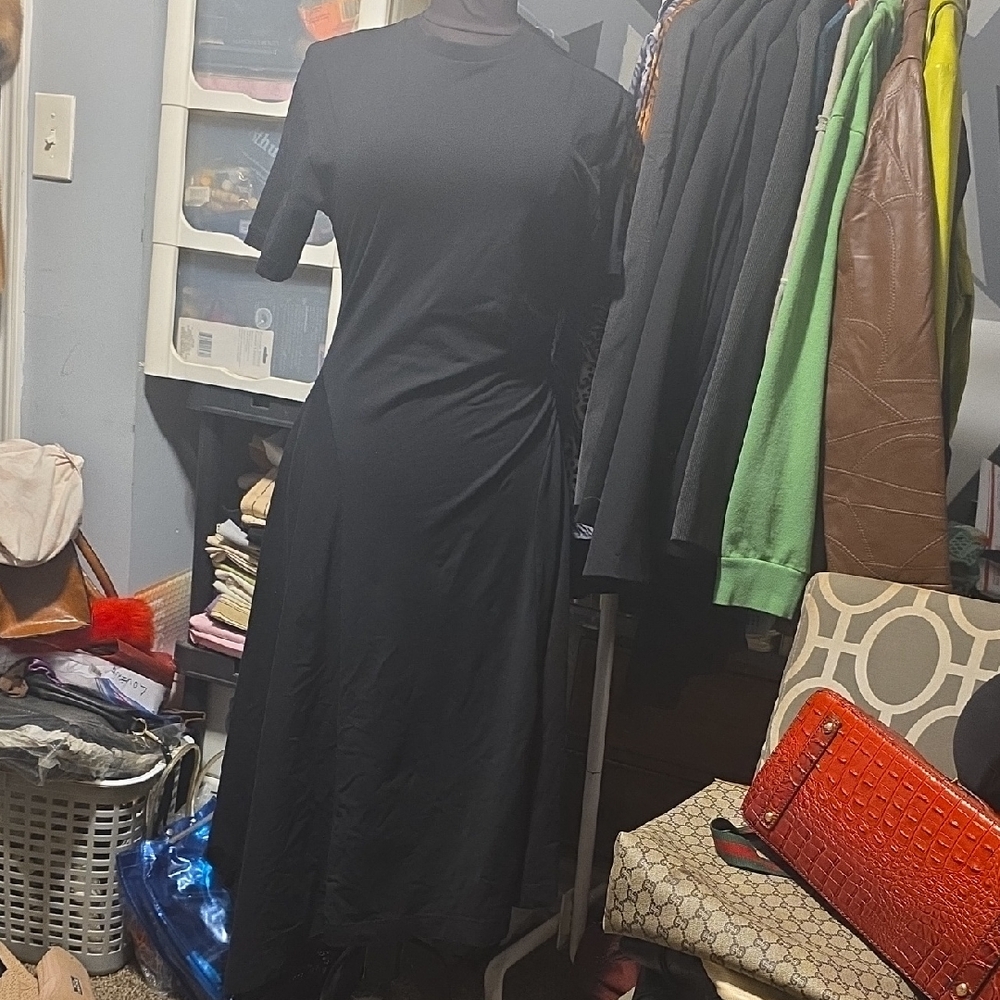 COS Classic Asymmetric Black Midi Dress